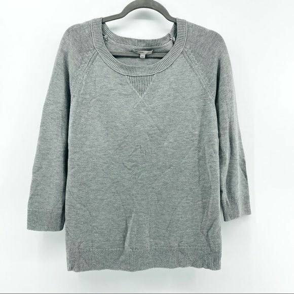 GAP Sweater Womens Medium Gray Knit Classic Wool Blend Soft Basic Neutral Preppy - Picture 2 of 8